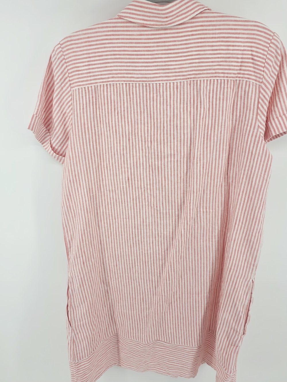 Garnet Hill Salmon Pink and White Striped 100% Linen Dress NWT Boho Minimalist - Picture 9 of 12
